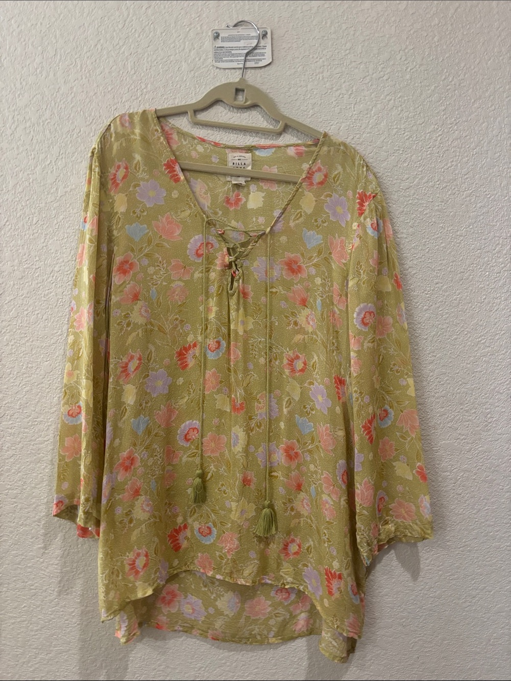 Floral Lace-Up V-Neck Women's Cover-up in Olive Green